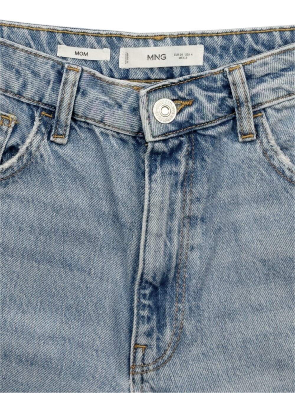 Mango Newmom Comfort High Rise Jeans Womens Size 4 Medium Blue 27011242 - Picture 9 of 14